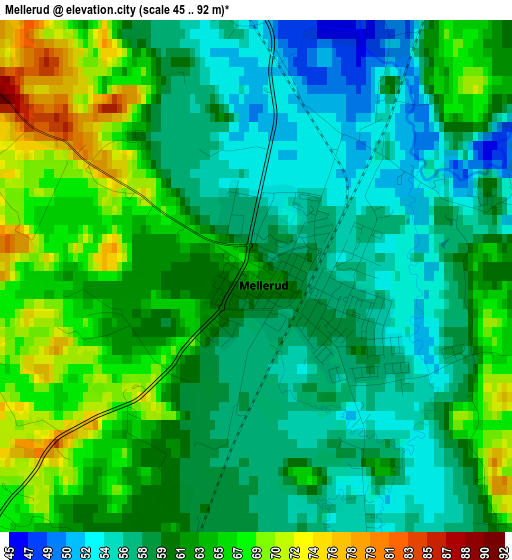 Mellerud elevation map