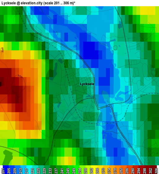 Lycksele elevation map