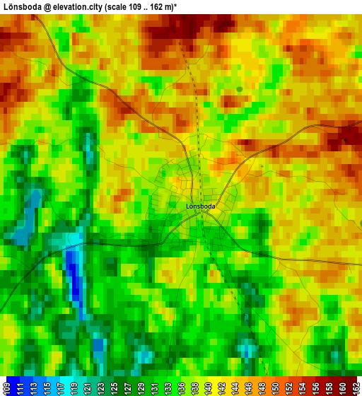 Lönsboda elevation map