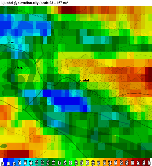 Ljusdal elevation map