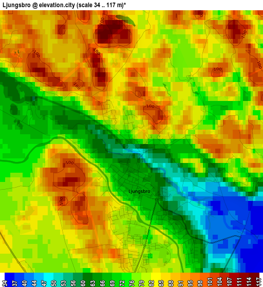 Ljungsbro elevation map