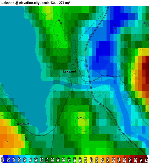 Leksand elevation map