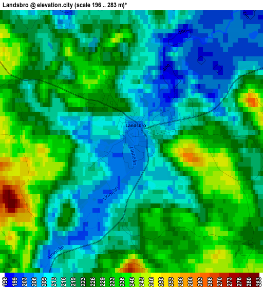 Landsbro elevation map