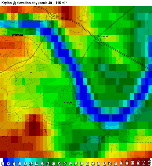 Krylbo elevation map