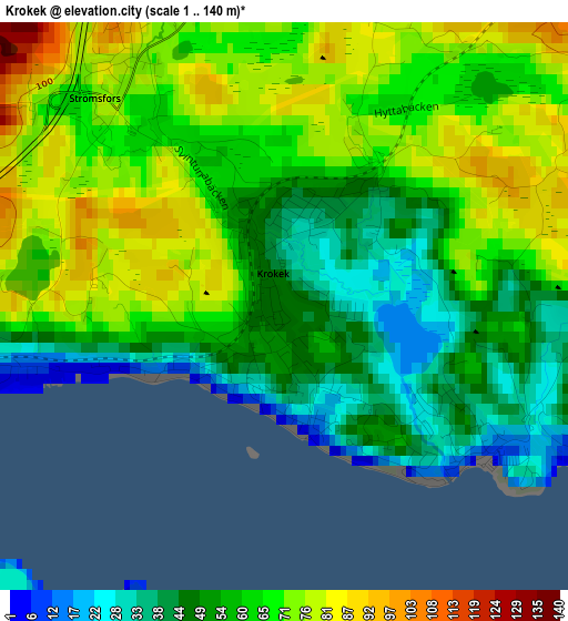 Krokek elevation map