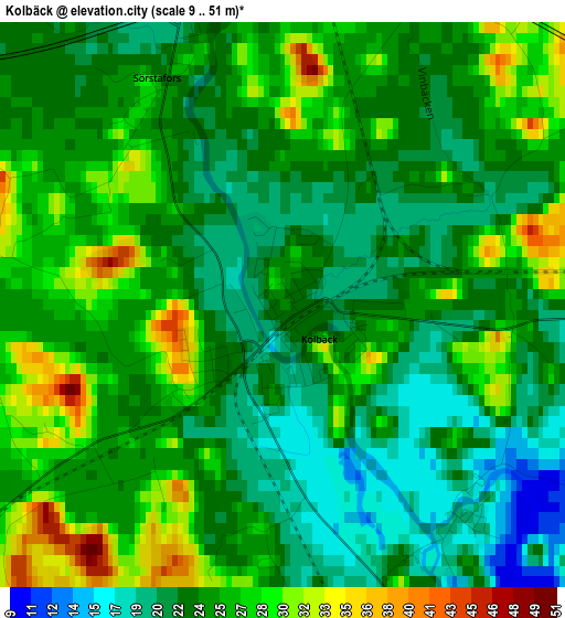 Kolbäck elevation map