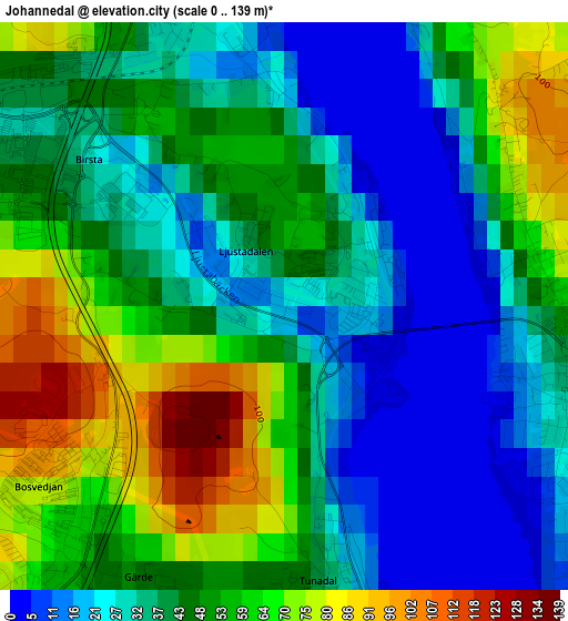 Johannedal elevation map