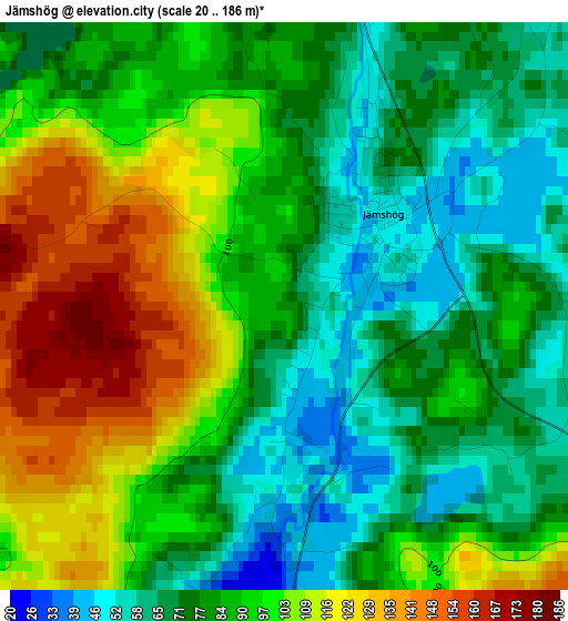 Jämshög elevation map