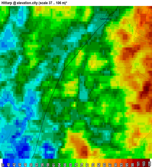 Hittarp elevation map