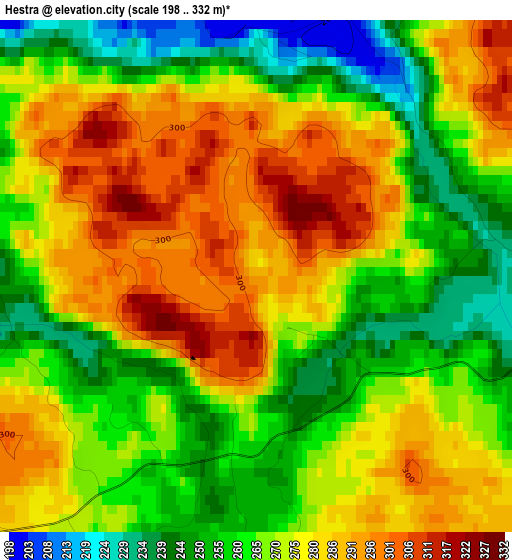 Hestra elevation map