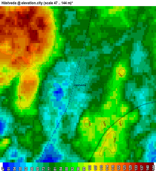 Hästveda elevation map