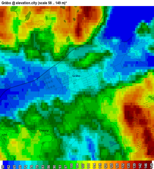 Gråbo elevation map