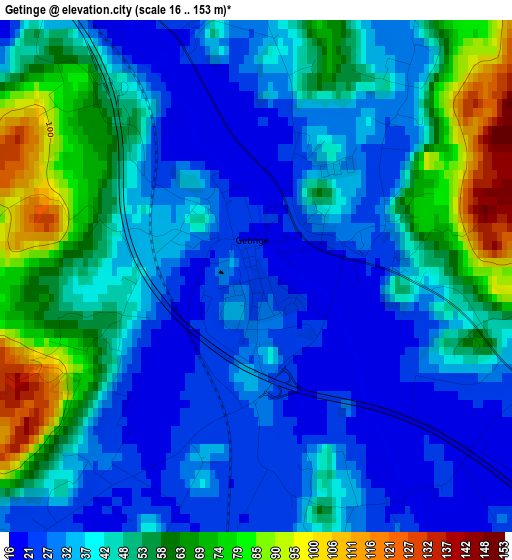 Getinge elevation map