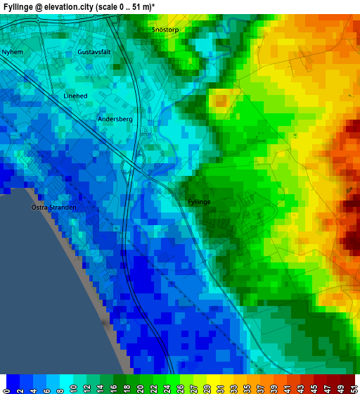 Fyllinge elevation map