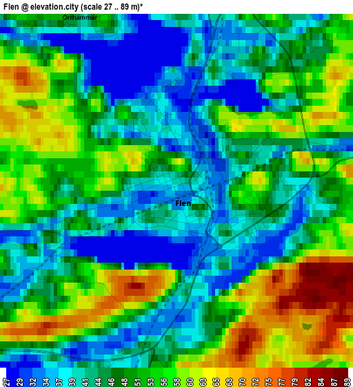 Flen elevation map