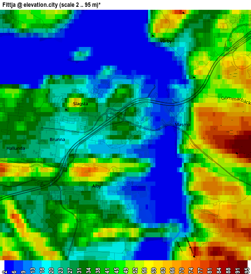 Fittja elevation map