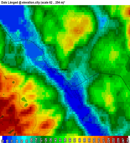 Dals Långed elevation map