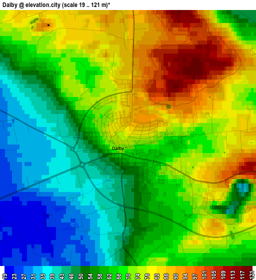 Dalby elevation map