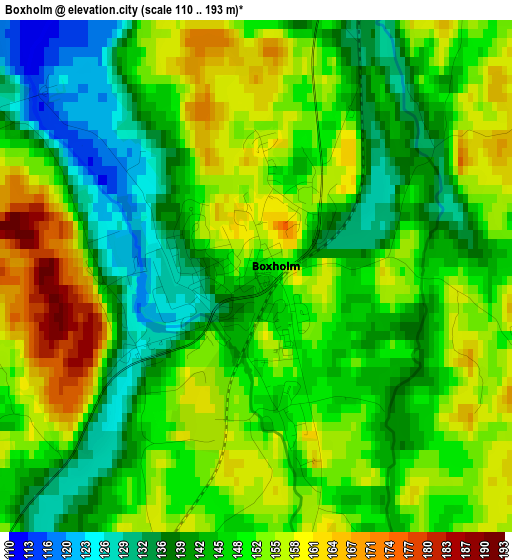 Boxholm elevation map