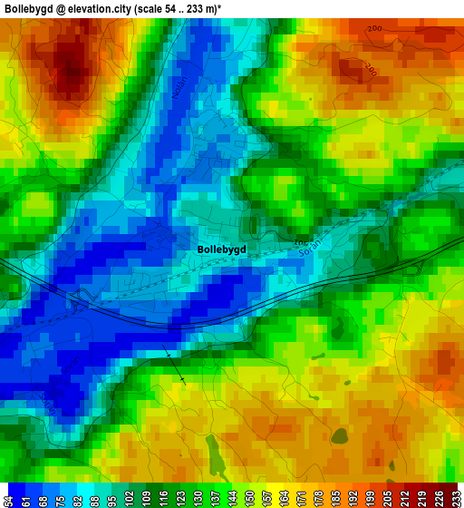 Bollebygd elevation map