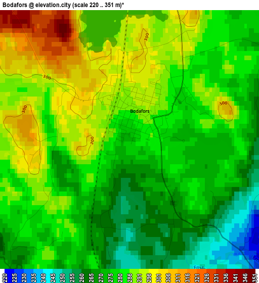 Bodafors elevation map