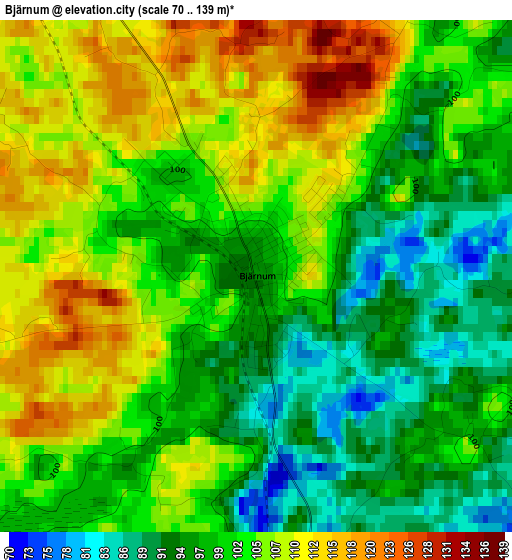 Bjärnum elevation map