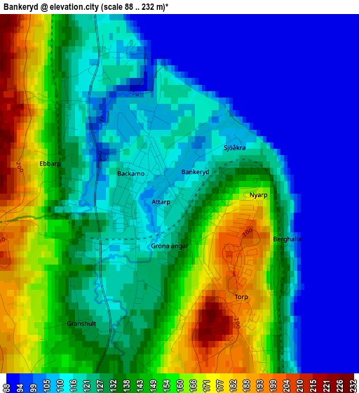 Bankeryd elevation map