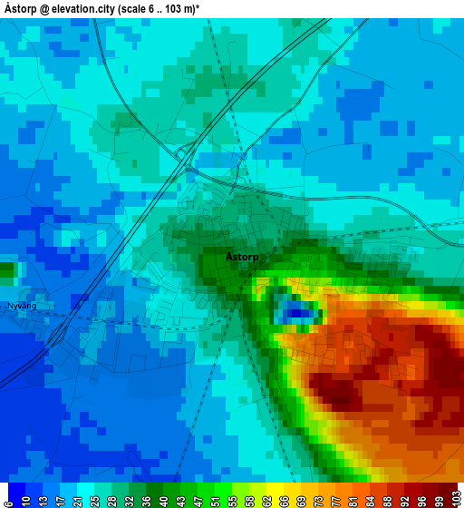 Åstorp elevation map
