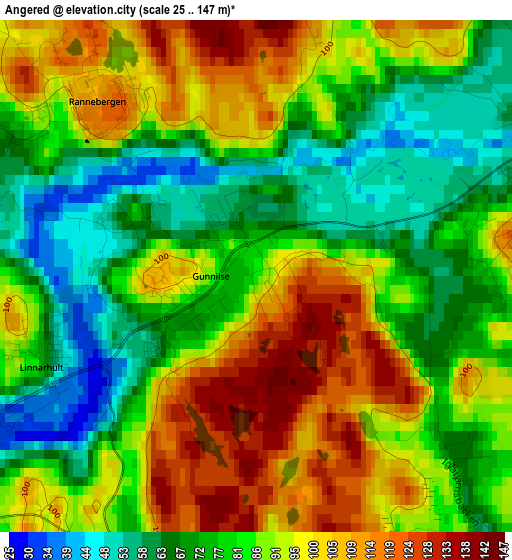 Angered elevation map