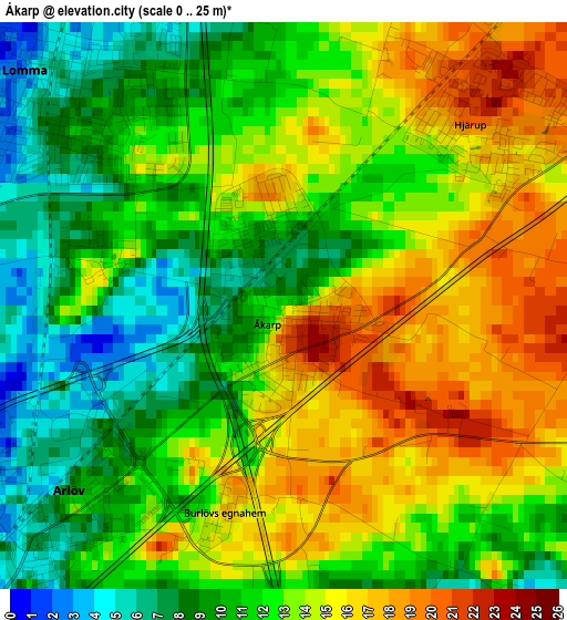 Åkarp elevation map