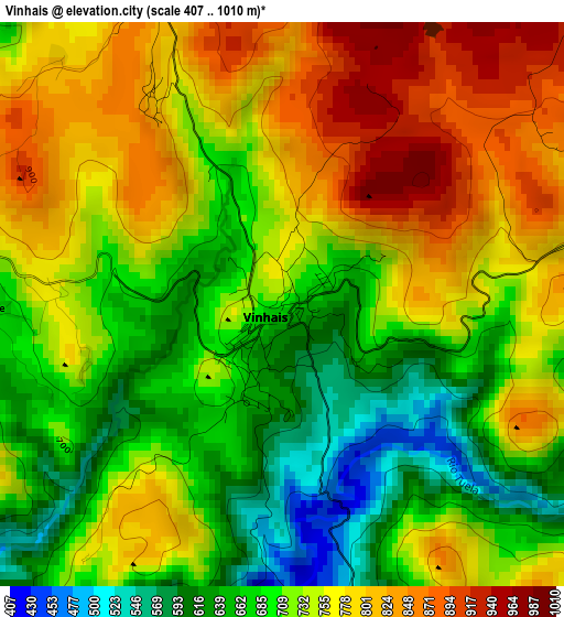 Vinhais elevation map