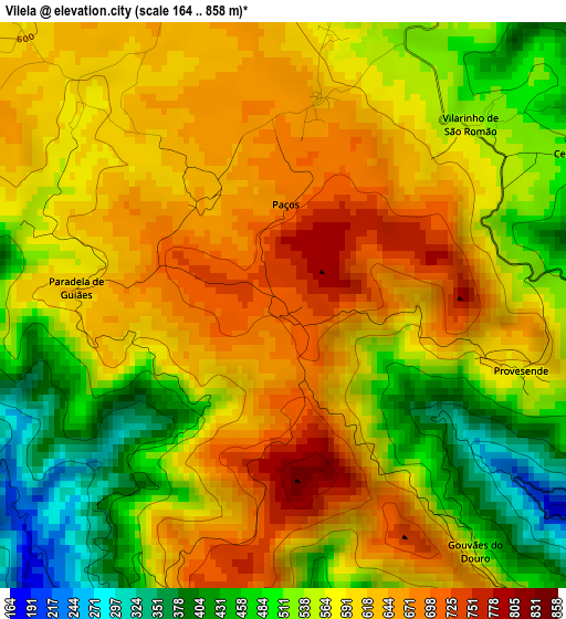 Vilela elevation map