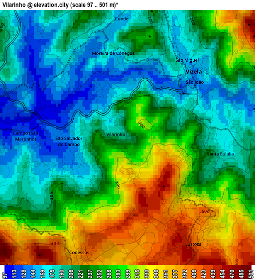Vilarinho elevation map