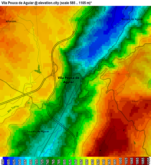 Vila Pouca de Aguiar elevation map