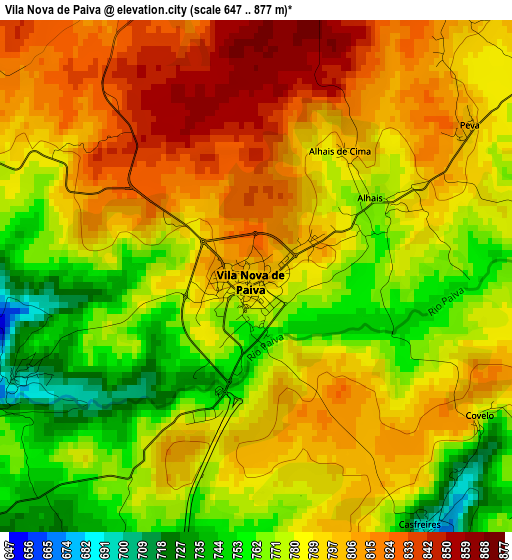 Vila Nova de Paiva elevation map