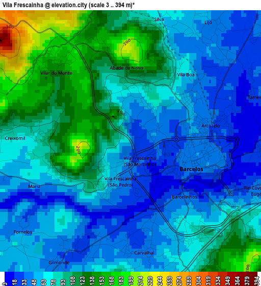 Vila Frescainha elevation map