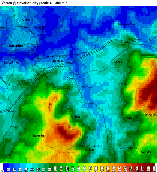 Várzea elevation map