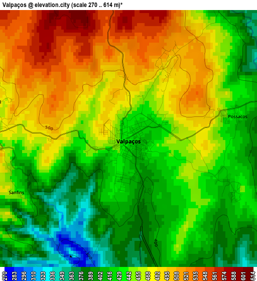 Valpaços elevation map