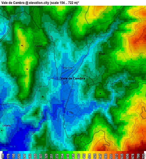 Vale de Cambra elevation map