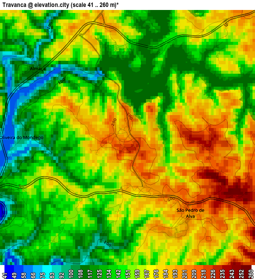 Travanca elevation map
