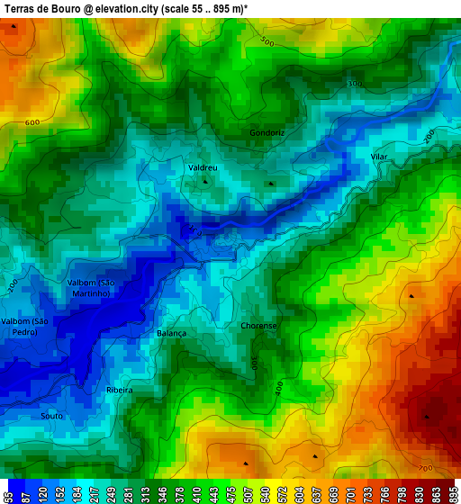 Terras de Bouro elevation map