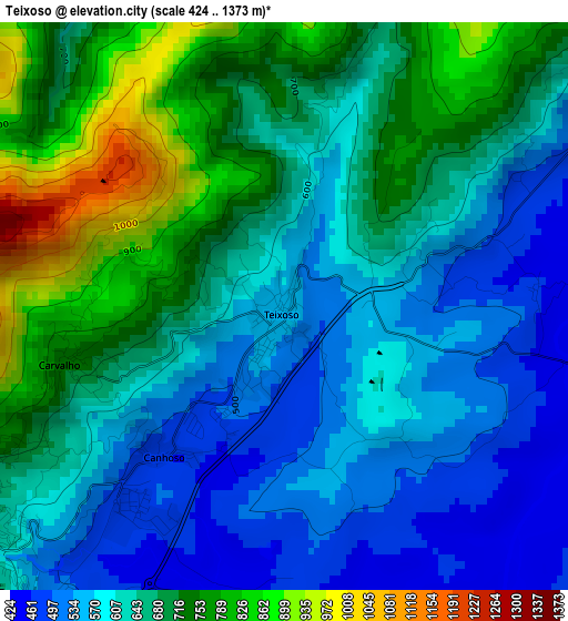 Teixoso elevation map