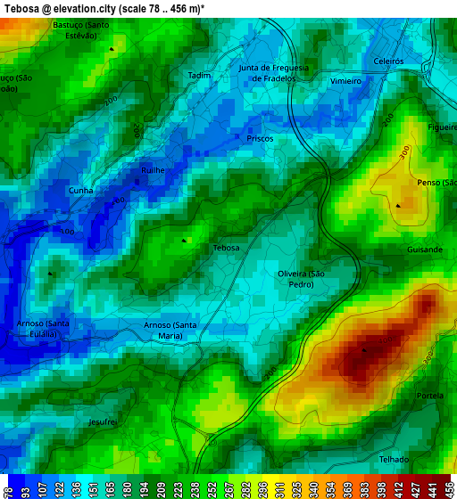 Tebosa elevation map