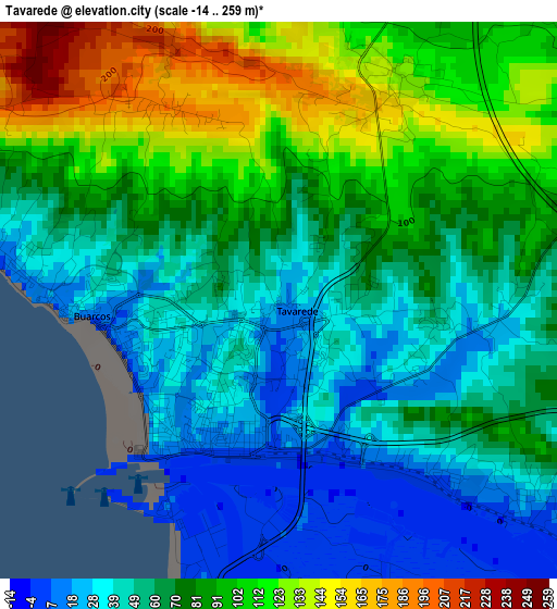 Tavarede elevation map