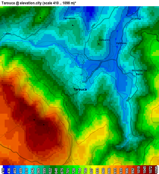 Tarouca elevation map