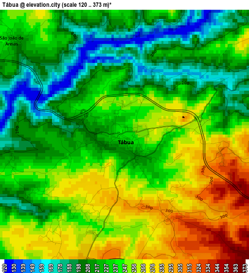 Tábua elevation map