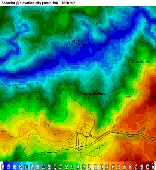 Sobreira elevation map