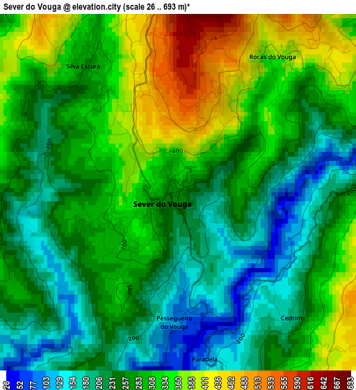 Sever do Vouga elevation map