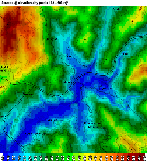 Serzedo elevation map