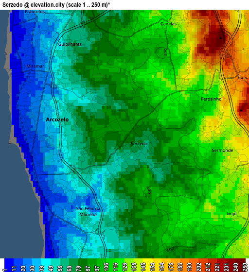 Serzedo elevation map